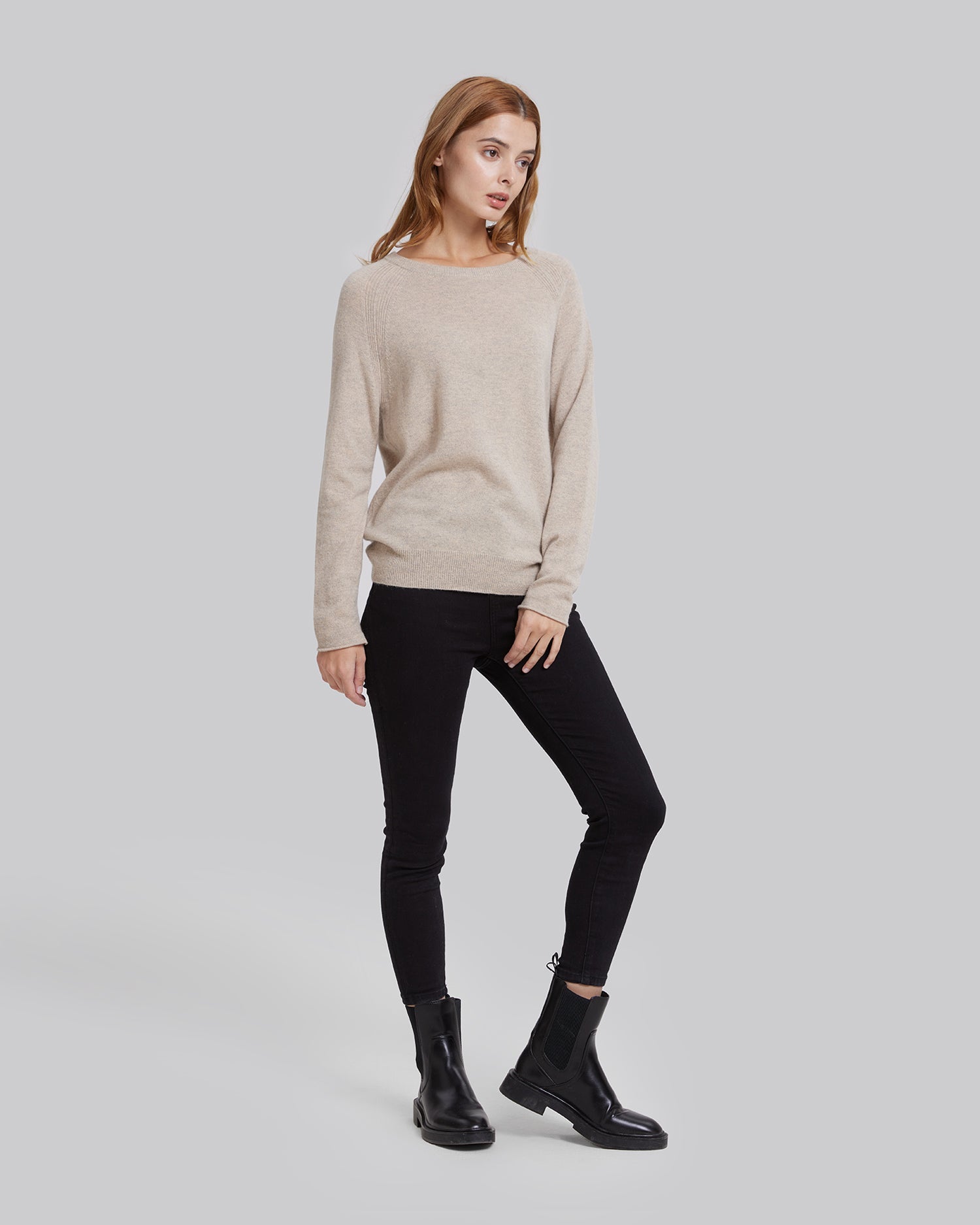 Round-Neck Camel Hair Wool Blend Sweater image 2
