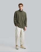 High Neck Asymmetric Sweatshirt - Dusty Green, M image