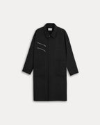 1 × Double Zipper Wool Coat - Black, S image