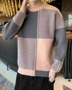 Knitted Colorblock Crew Jumper - Silver Pink, XXL image