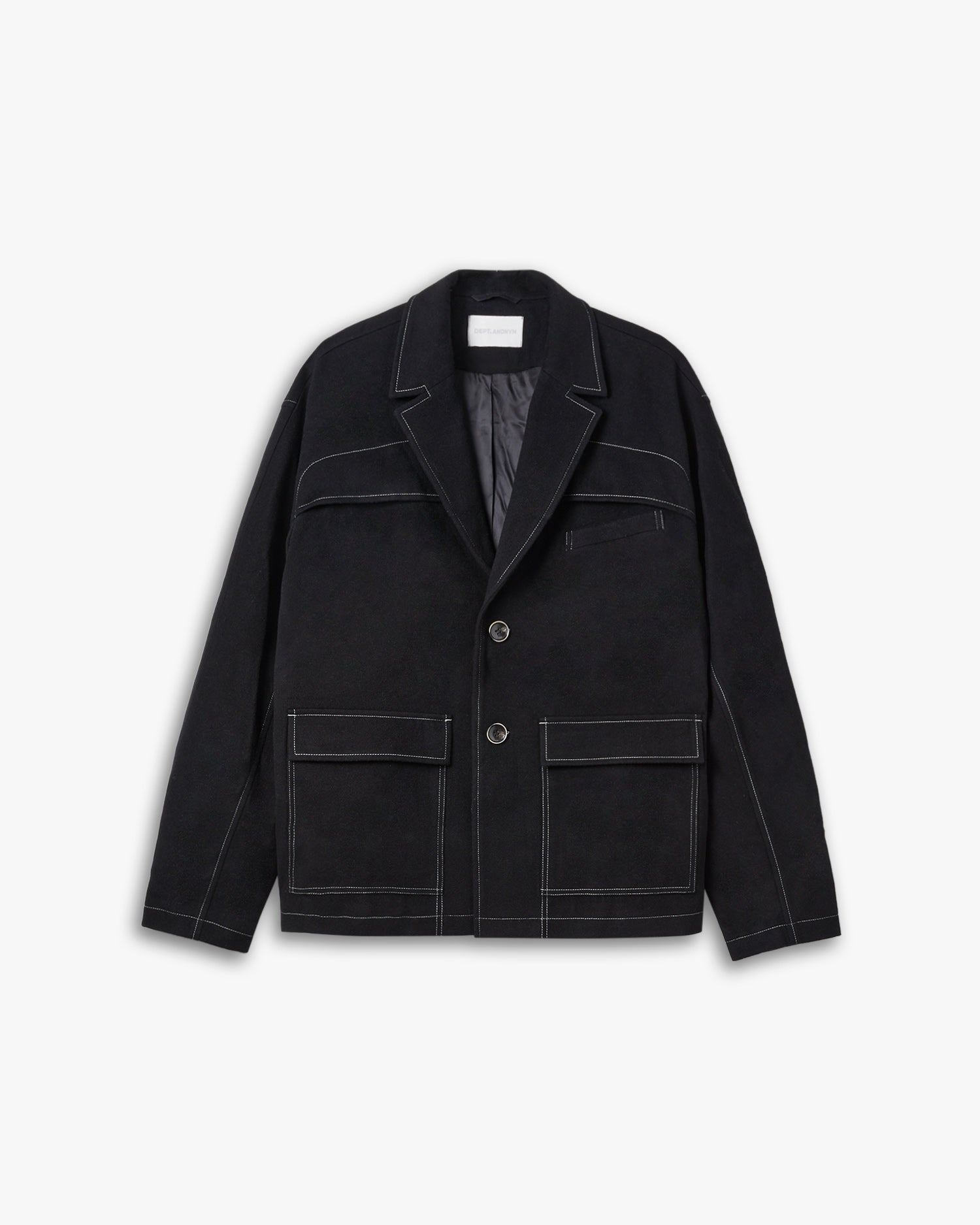 1 × Exposed Seam Wool Blazer - Black, M image