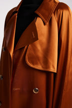 Draped Double-Breasted Trench Coat image 6
