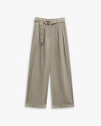 Solid Pleat Belted Loose Pants image 0