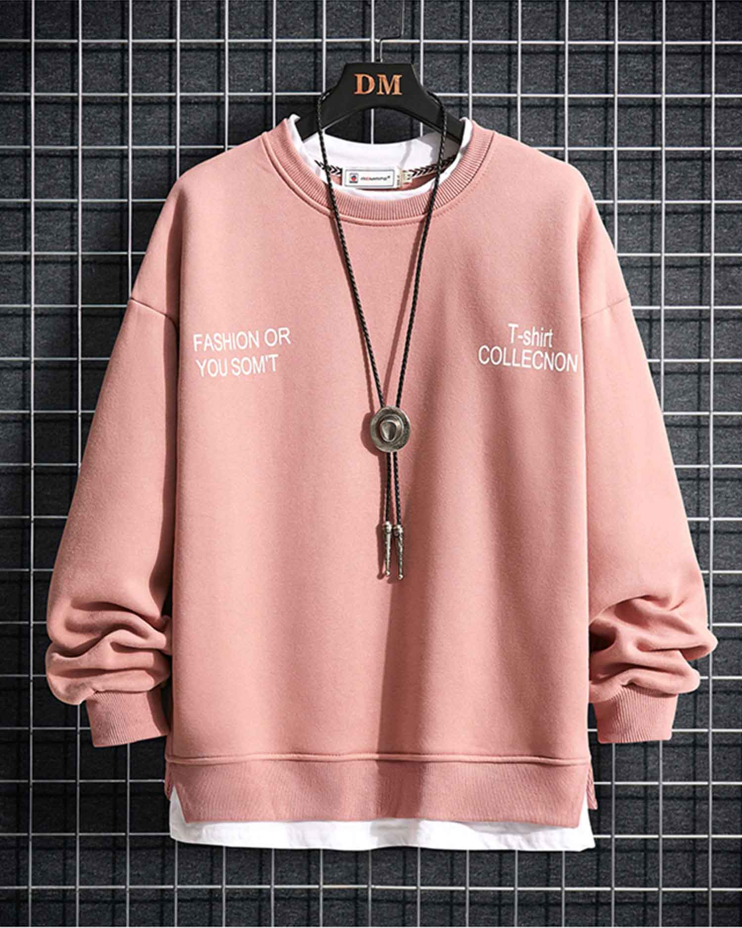 Fake Two-Piece Crew Sweatshirt - Sakura, XXL image