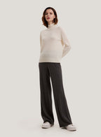 Wool-Cashmere Wide-Leg Trousers - Charcoal, L image