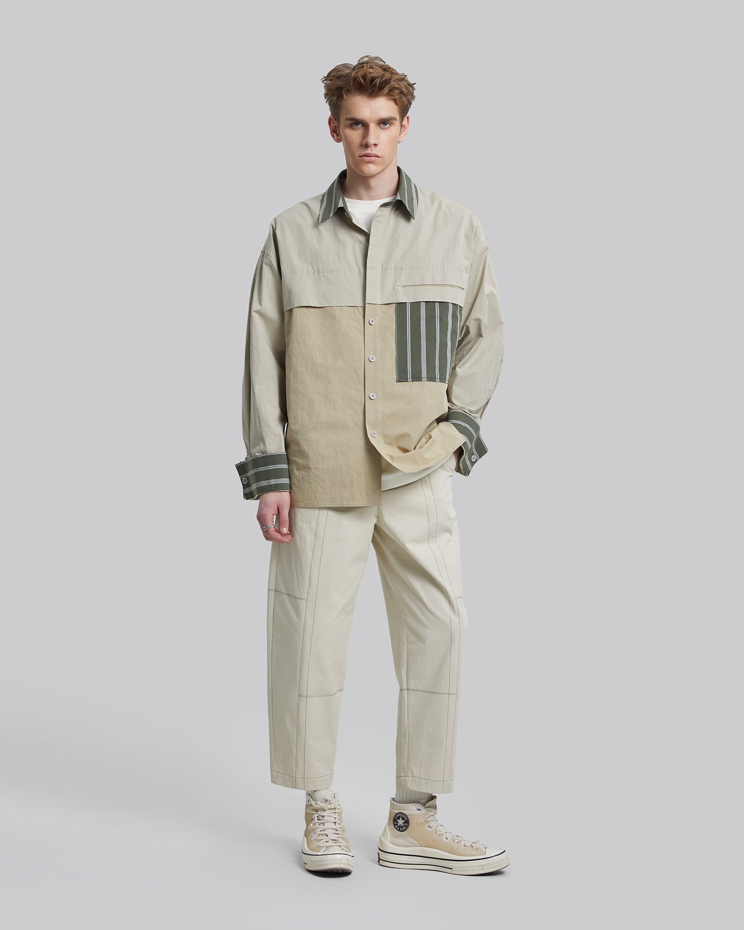 Patchwork Outer-Shirt - Green, L image