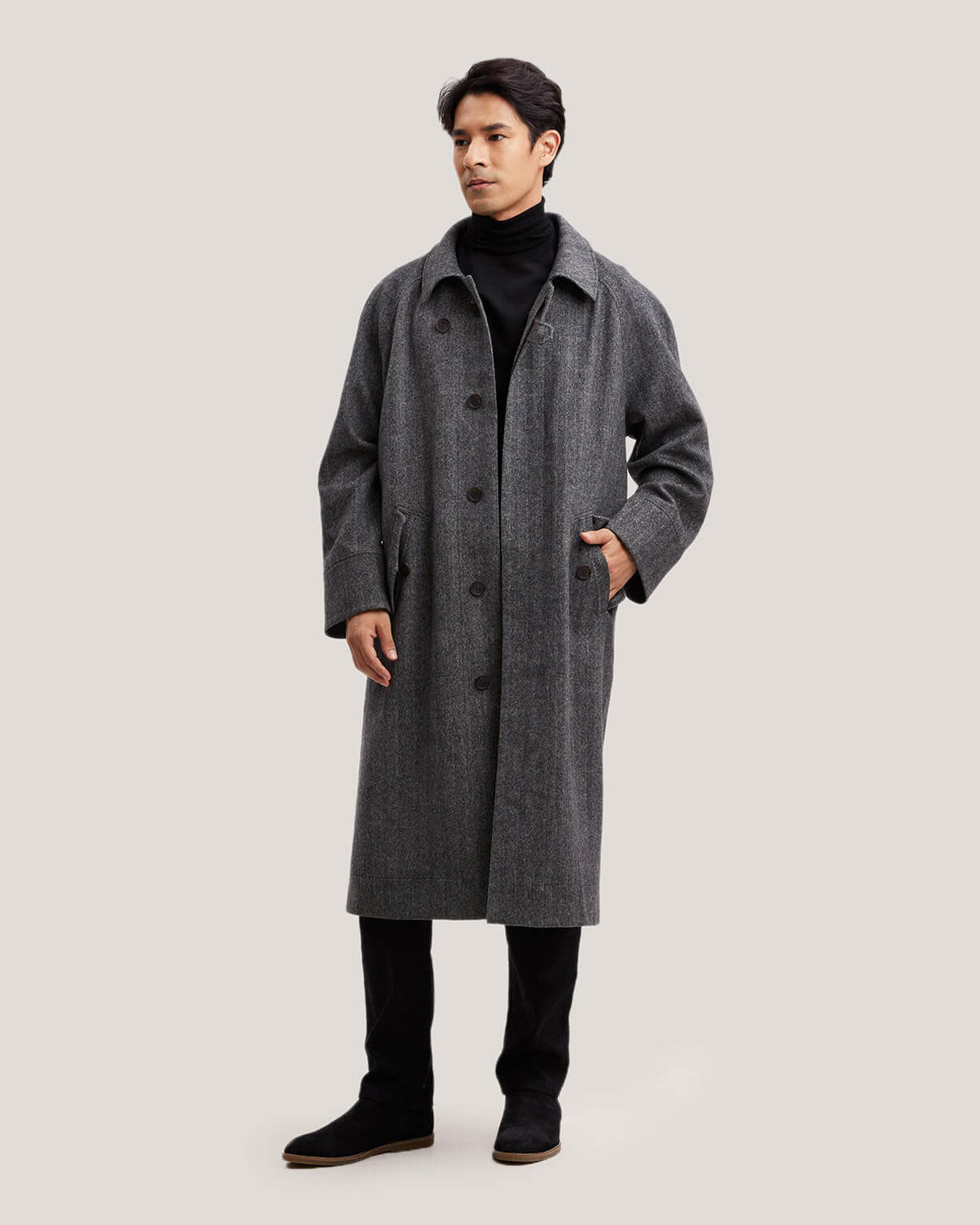 1 × Pure Wool Overcoat - Smoke, L image