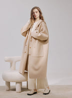 Detachable-Hood Wool Long Coat - Cream, S image