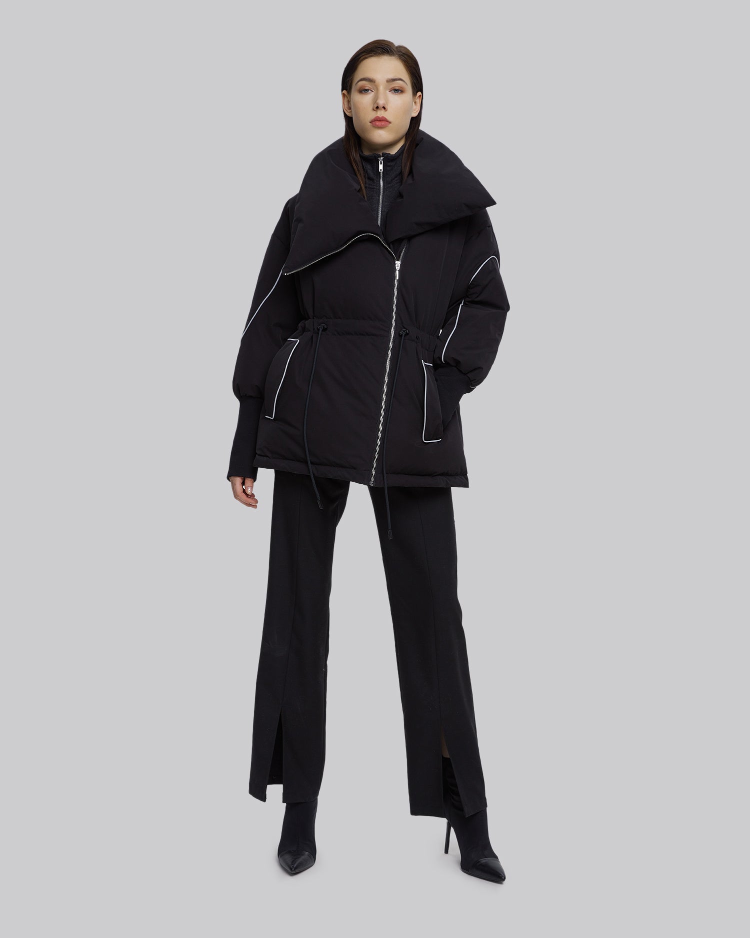 Reflective Large Collar Puffer Jacket image 2