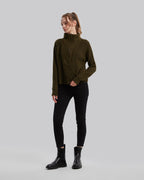 V-Shaped High Neck Sweater - Dark Green, L image