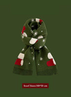 Winter Retro Warm Christmas Plaid Scarf - Turquoise Green, OS image