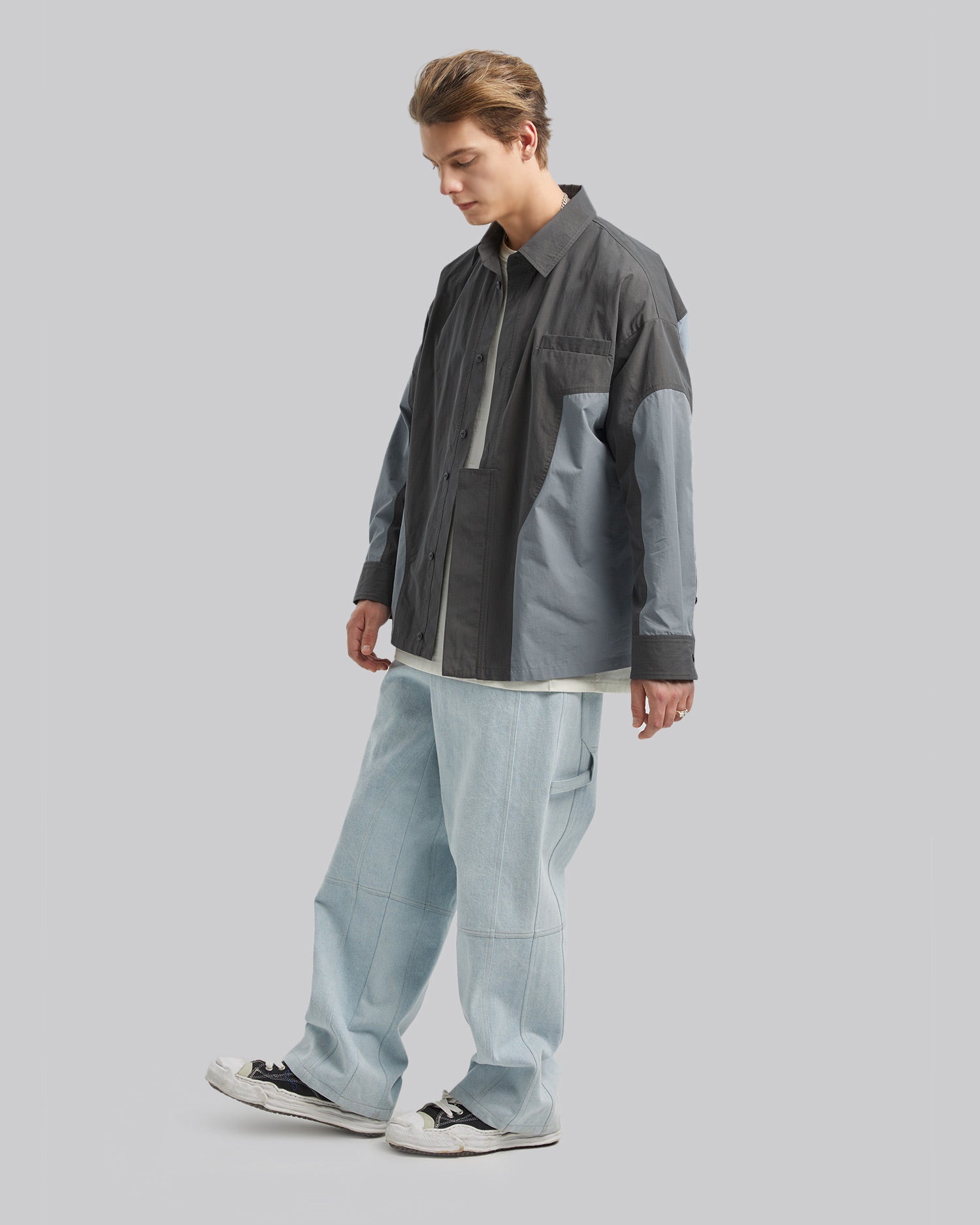 Irregular Paneled Relaxed Overshirt image 3