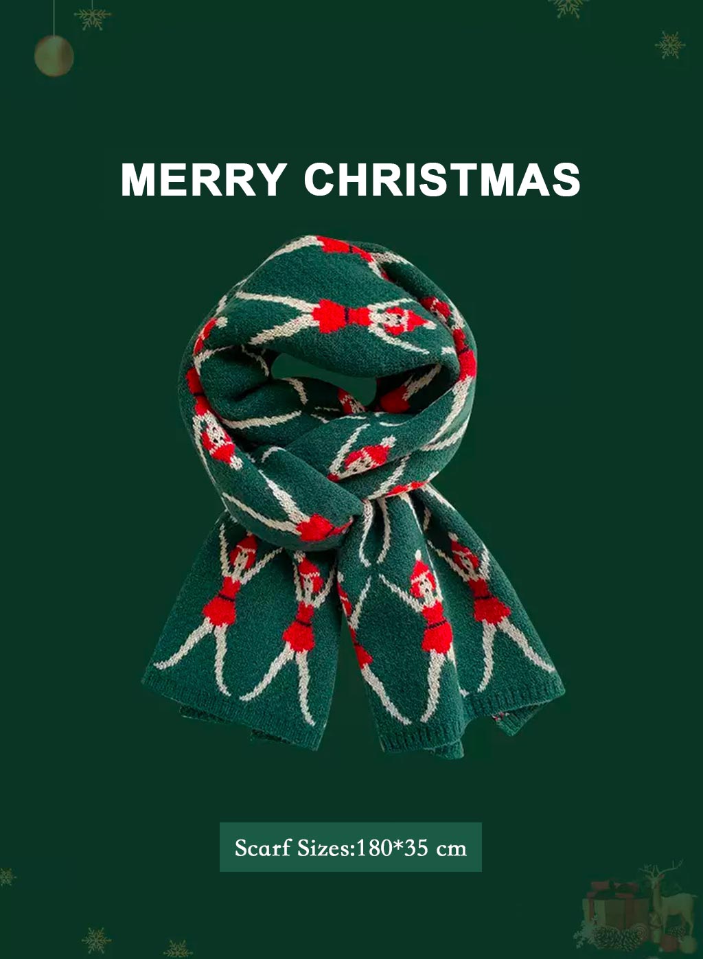Soft &amp; Warm knitted Christmas scarf - Olive, OS image