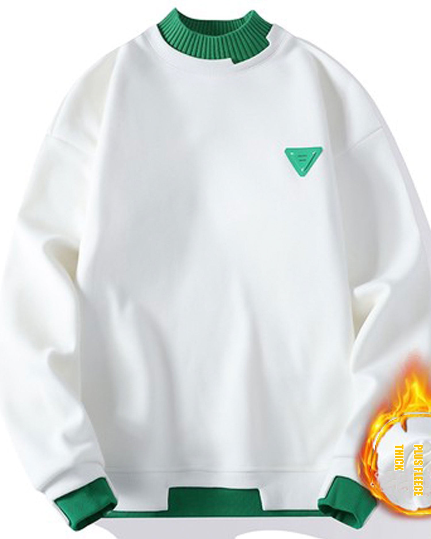 Fleece Lined Crewneck Sweatshirt - Ivory, 4XL image