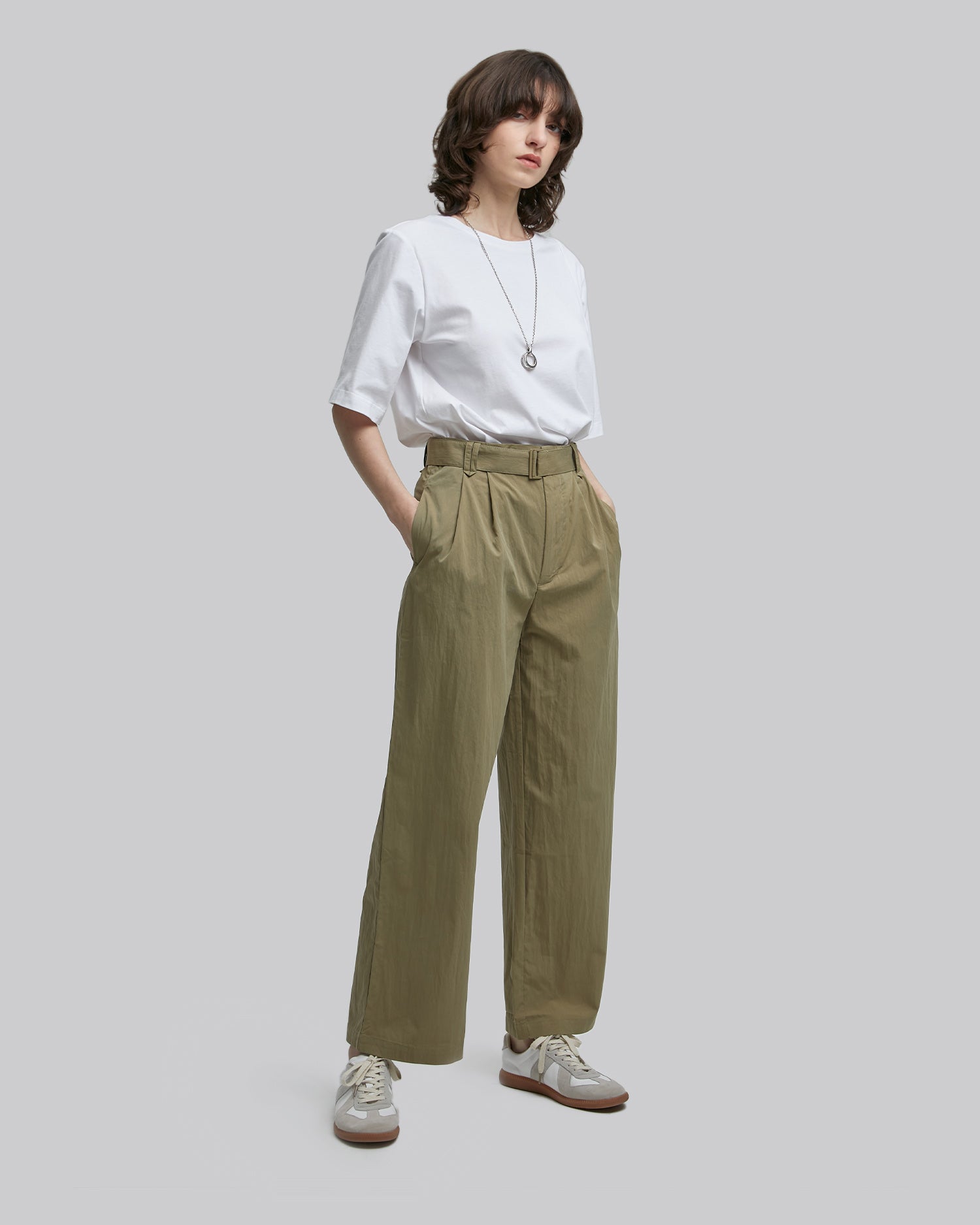 Straight Leg Casual Pants - Khaki, S image