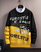 Printed Colorblock Knit Jumper - Saffron, M image
