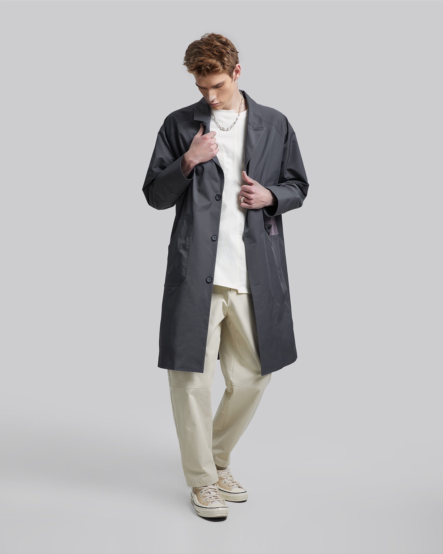 Diamond-Shape Pocket Long Coat image 2