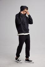 Half-Zippered Paneled Hoodie - Black, L image