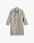 Multi-Pocket Leather-Like Long Coat - Champagne, L image