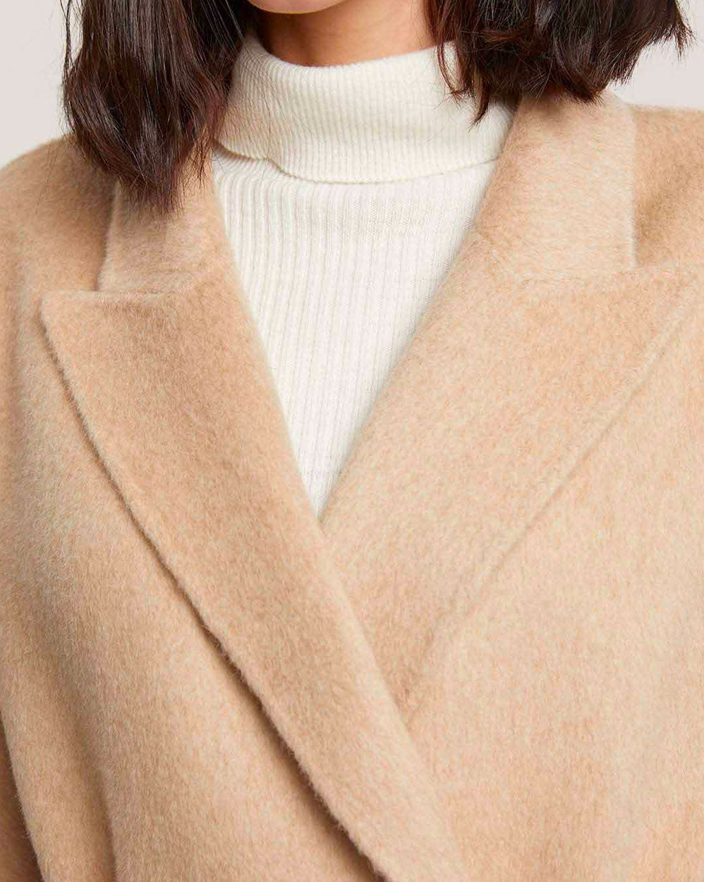 Belted Hidden Button Pure Camel Coat image 3