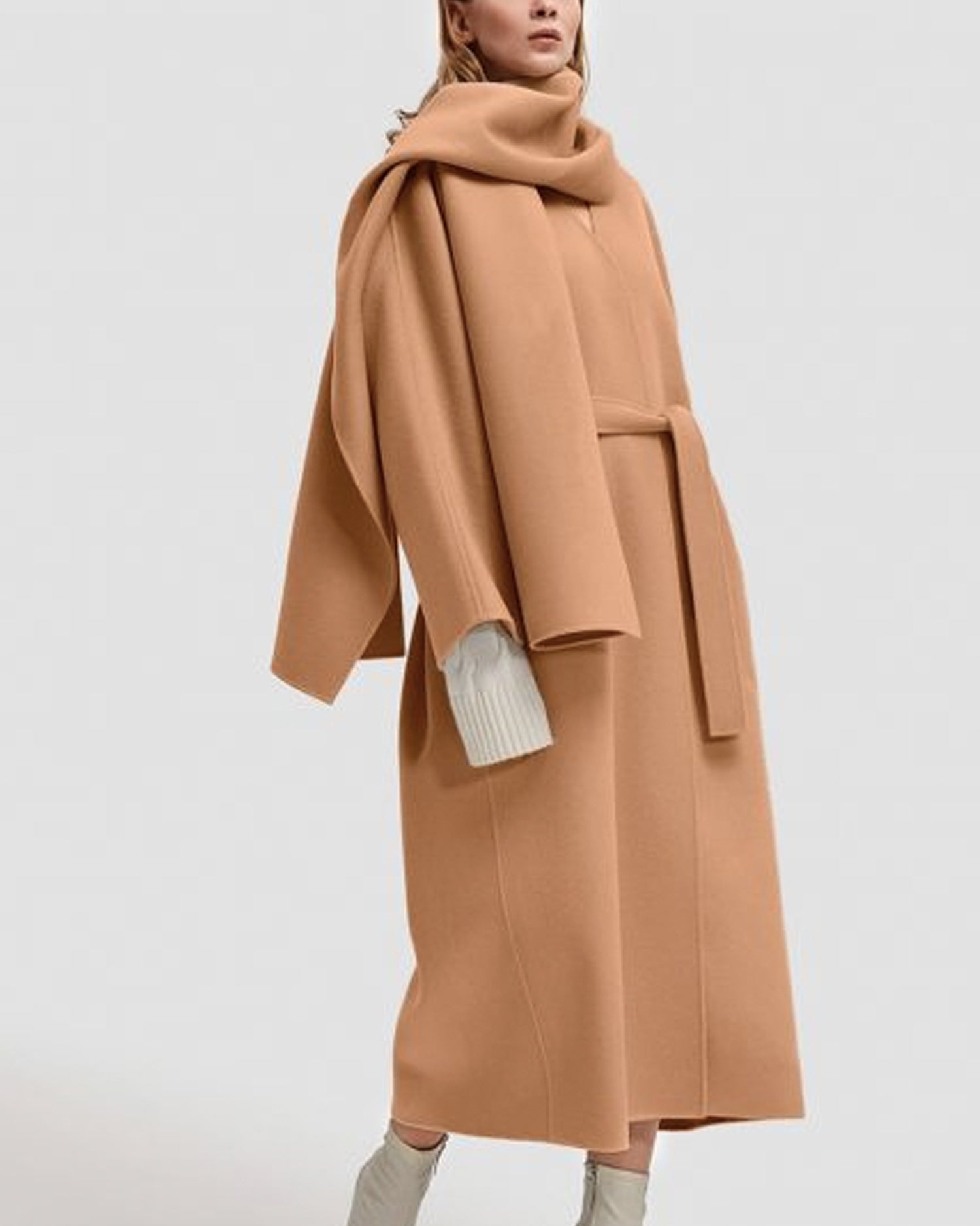 V Neck Maxi Length Wool Coat image 2