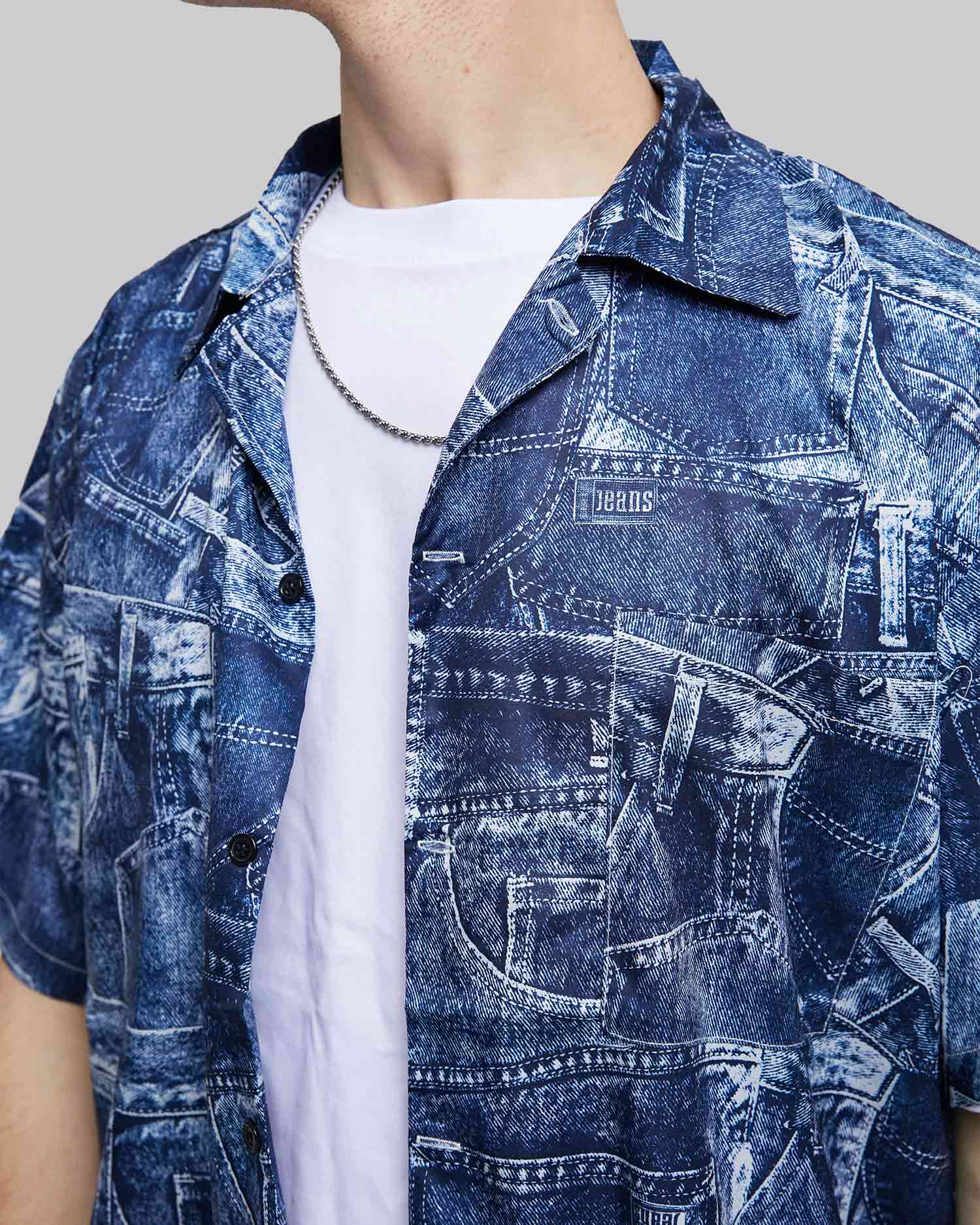 Jeans Pocket Print Short-Sleeve Shirt image 5