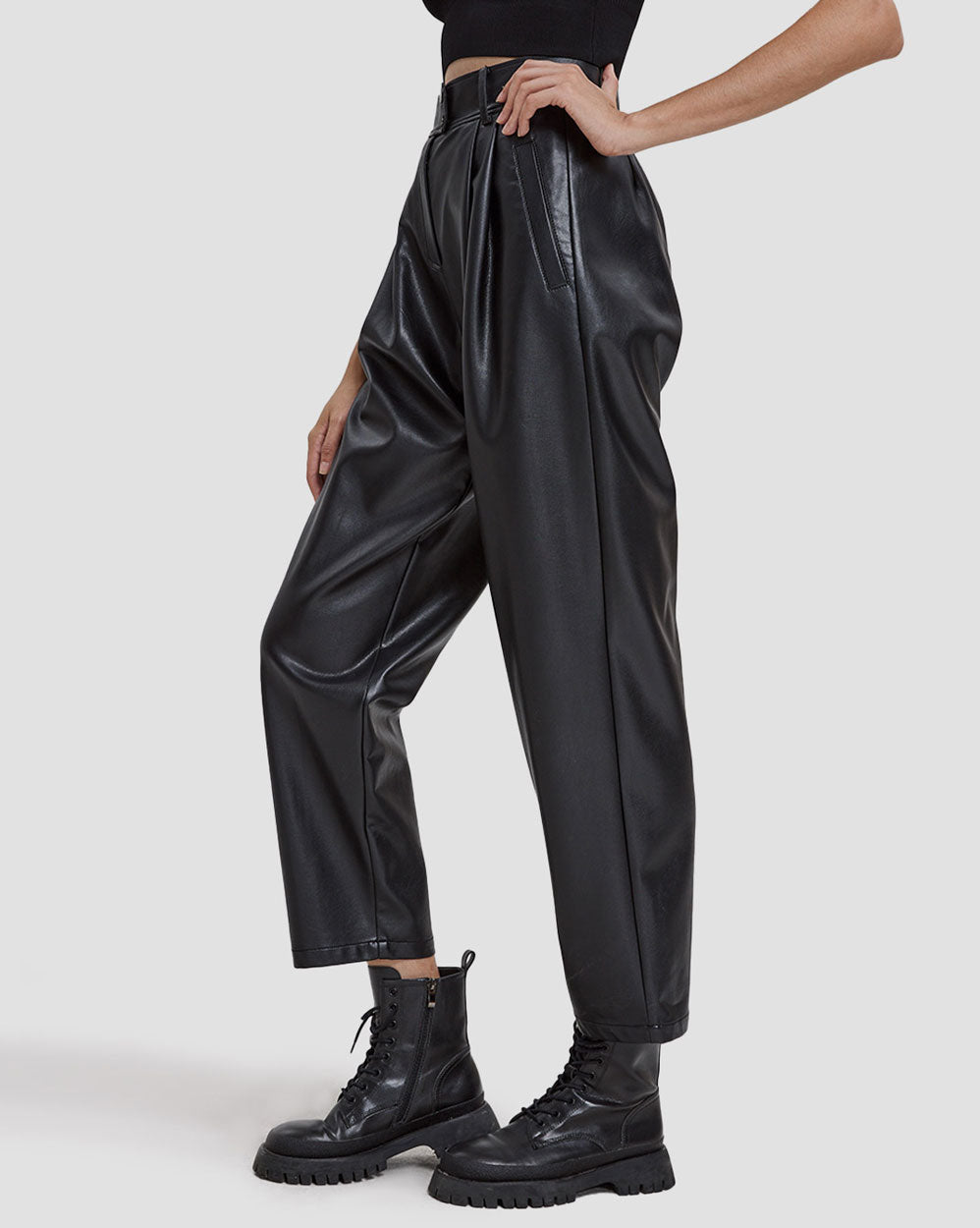 Faux Leather Front Pleat Pants image 2