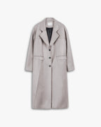 Faux Leather Coat with Pinched Pleats - Light Grey, L image