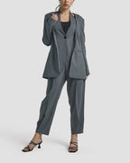 1 × Linen Layered Blazer - Dark Grey, M image