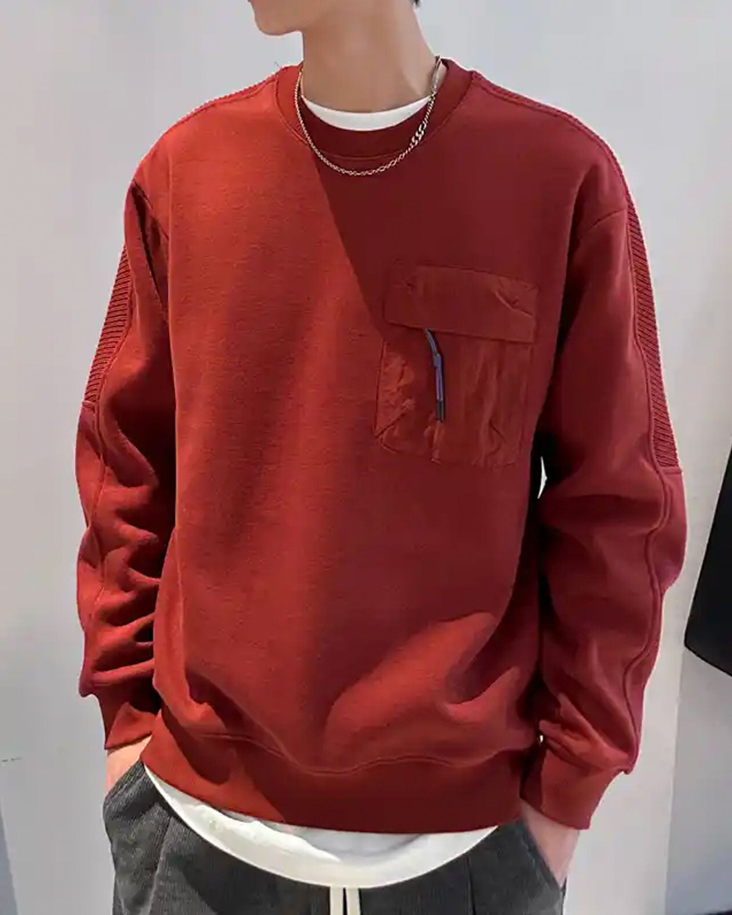 Chest Pocket Patchwork Sweatshirt image 0