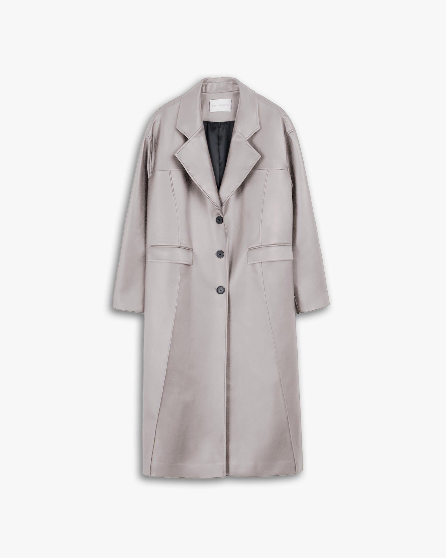 Faux Leather Coat with Pinched Pleats - Light Grey, XS image