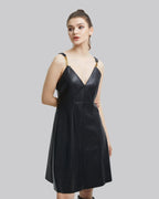 Faux-Leather Knee-Length Dress image 3