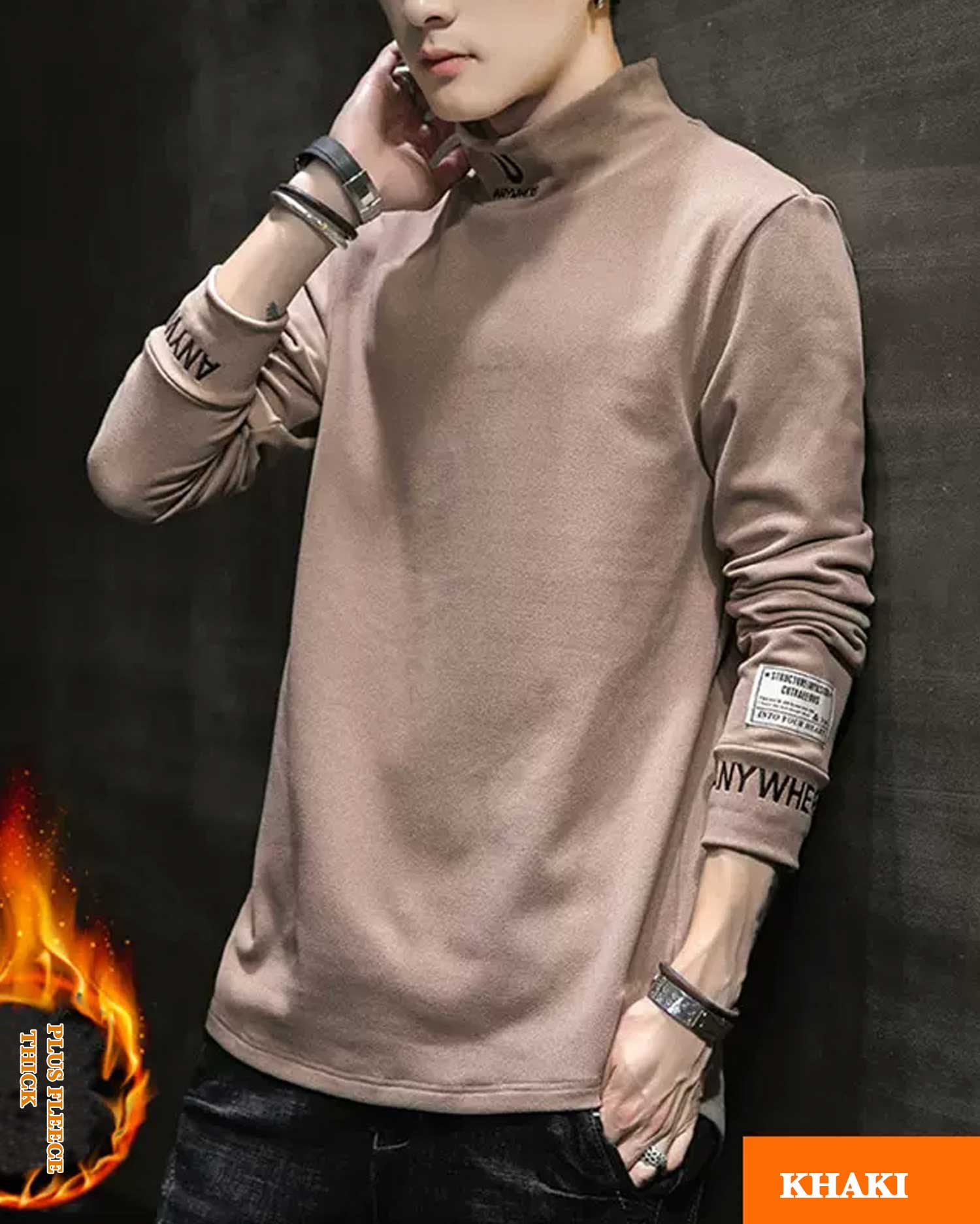 High Neck Half-Zip Pullover - Dusty Pink, L image