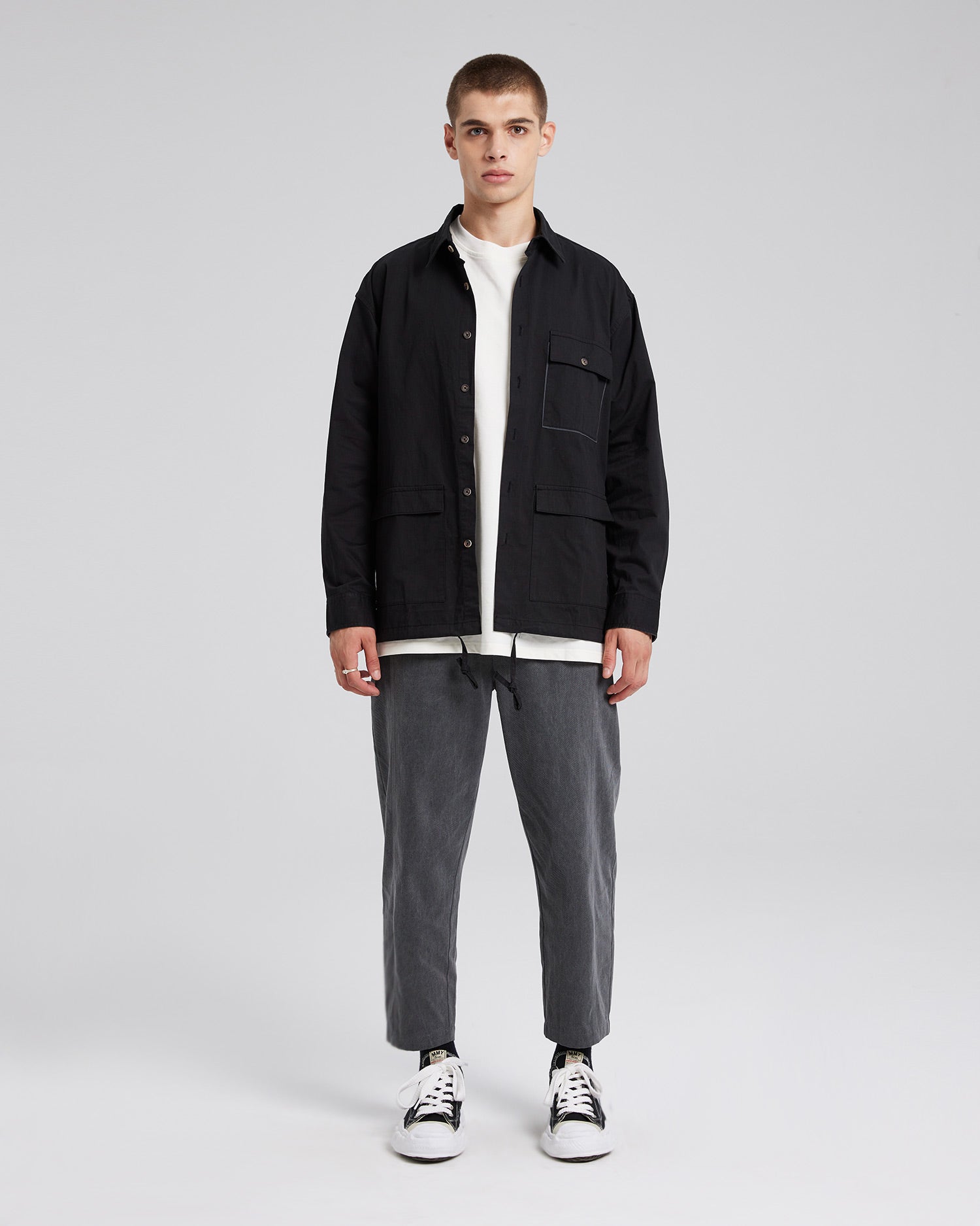 All-Cotton Black Overshirt - Black, XL image