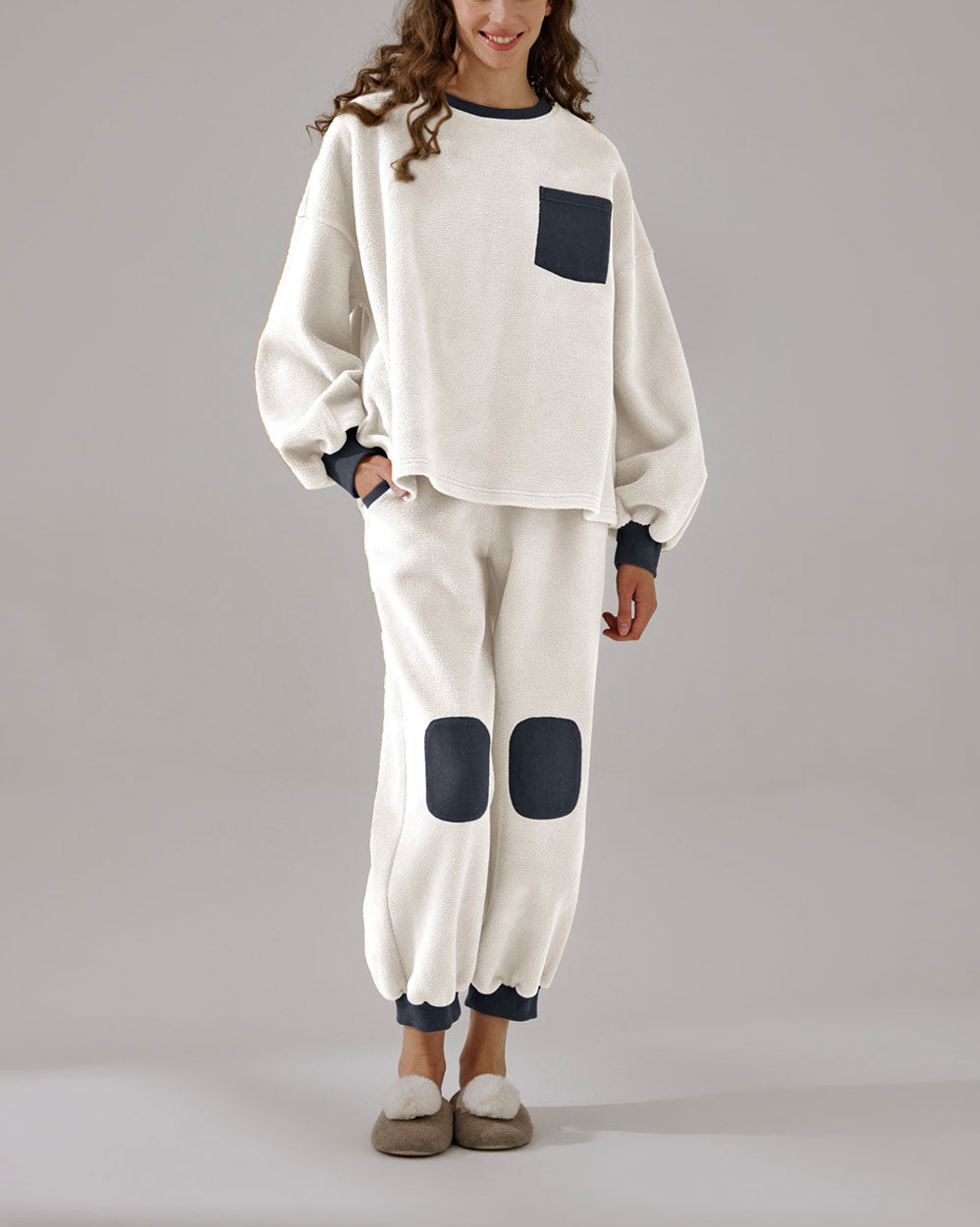 Fleece Color-Block Set - White, L image