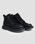 Stitched Lace-Up Boots - Black, 6 image