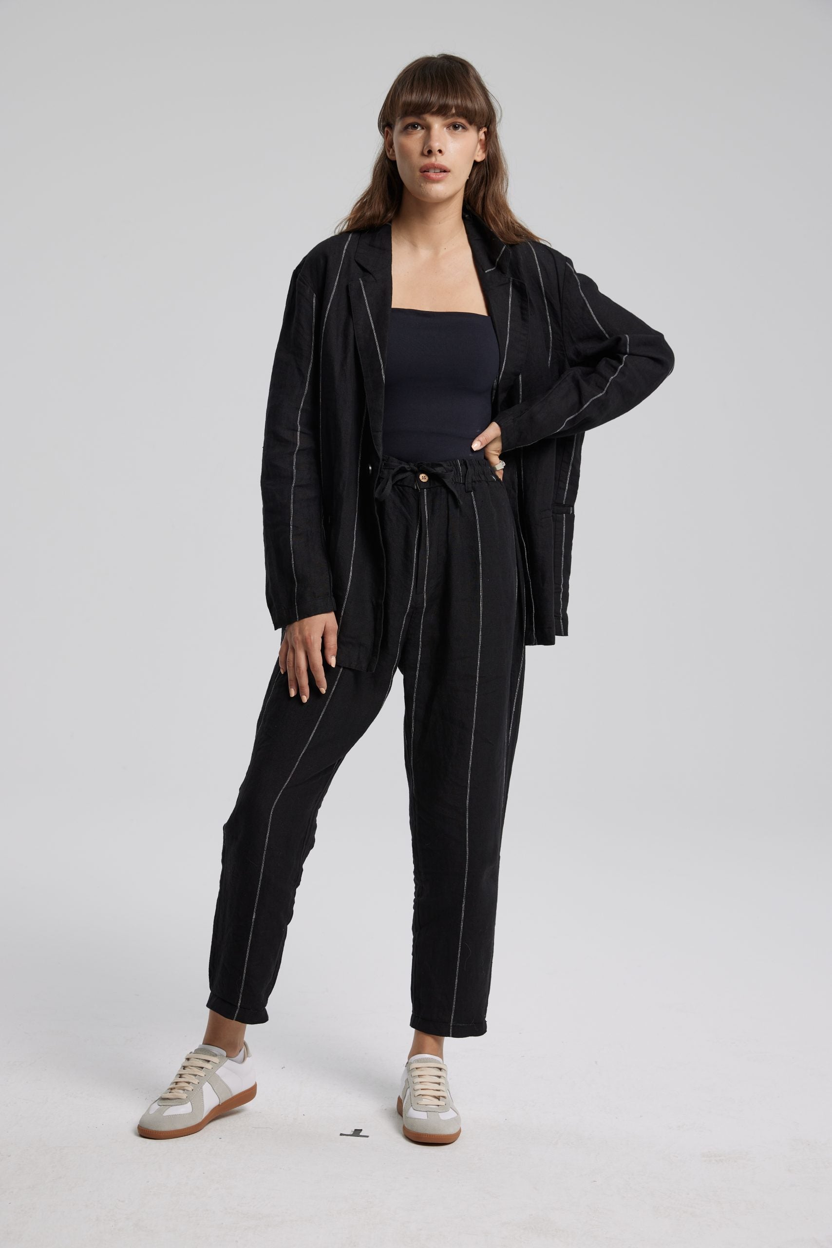 1 × Linen Striped Blazer image 2