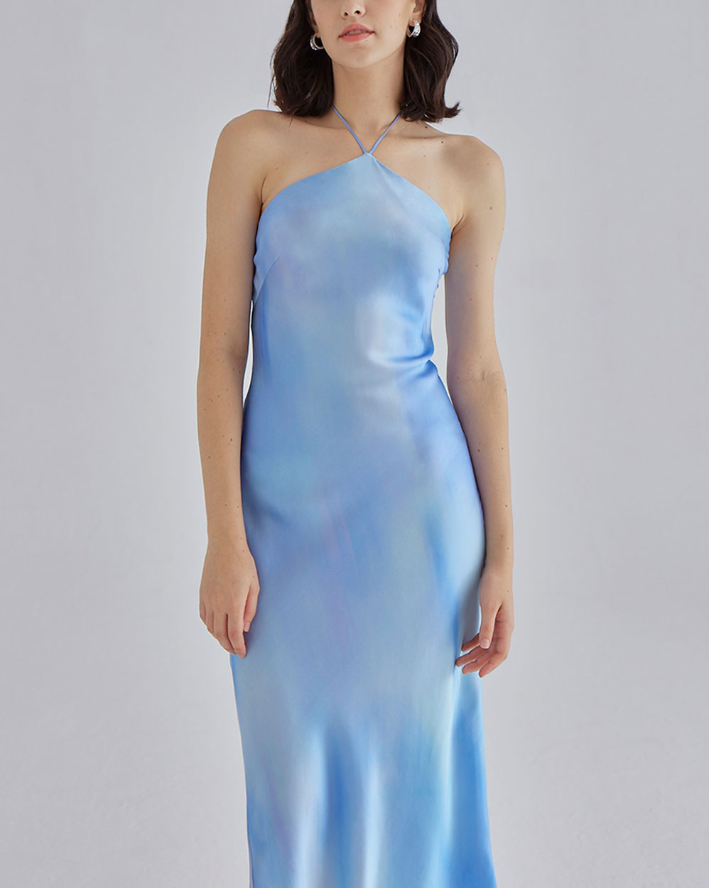 Classic Halter Neck Midi Silk Dress image 1