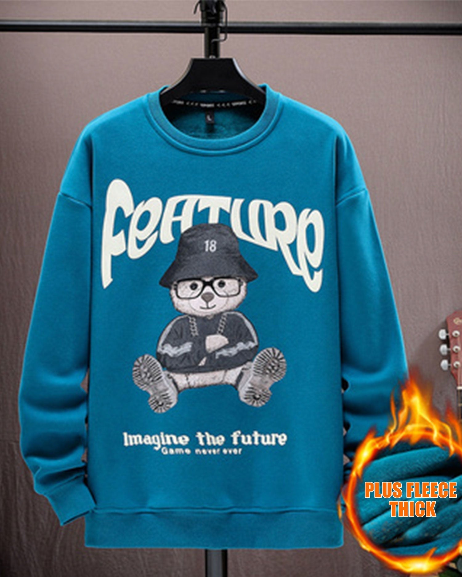 Printed Crewneck Cotton Sweatshirt - Pelorous, XXL image