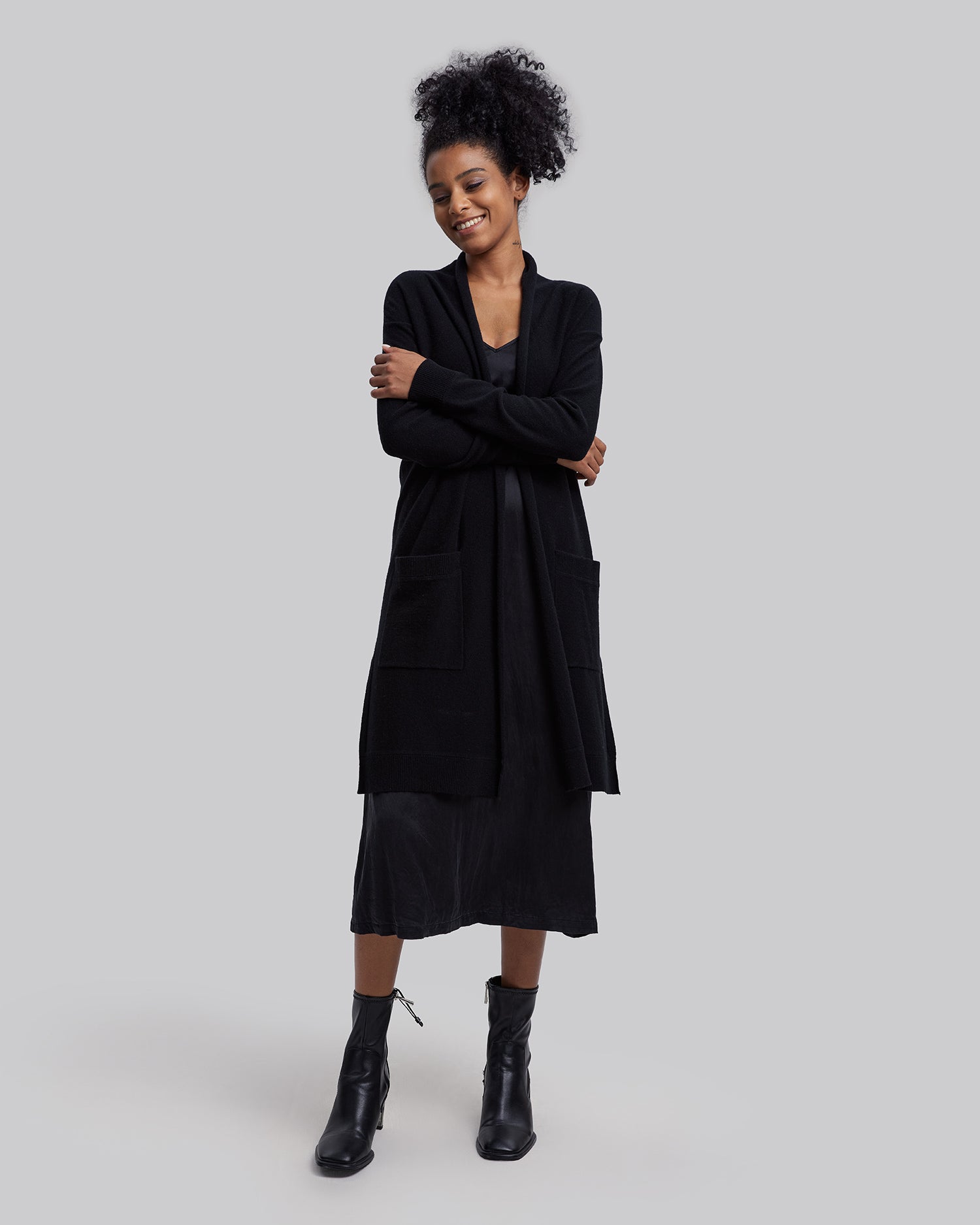 Woolen Wrap-Coat in Black image 2