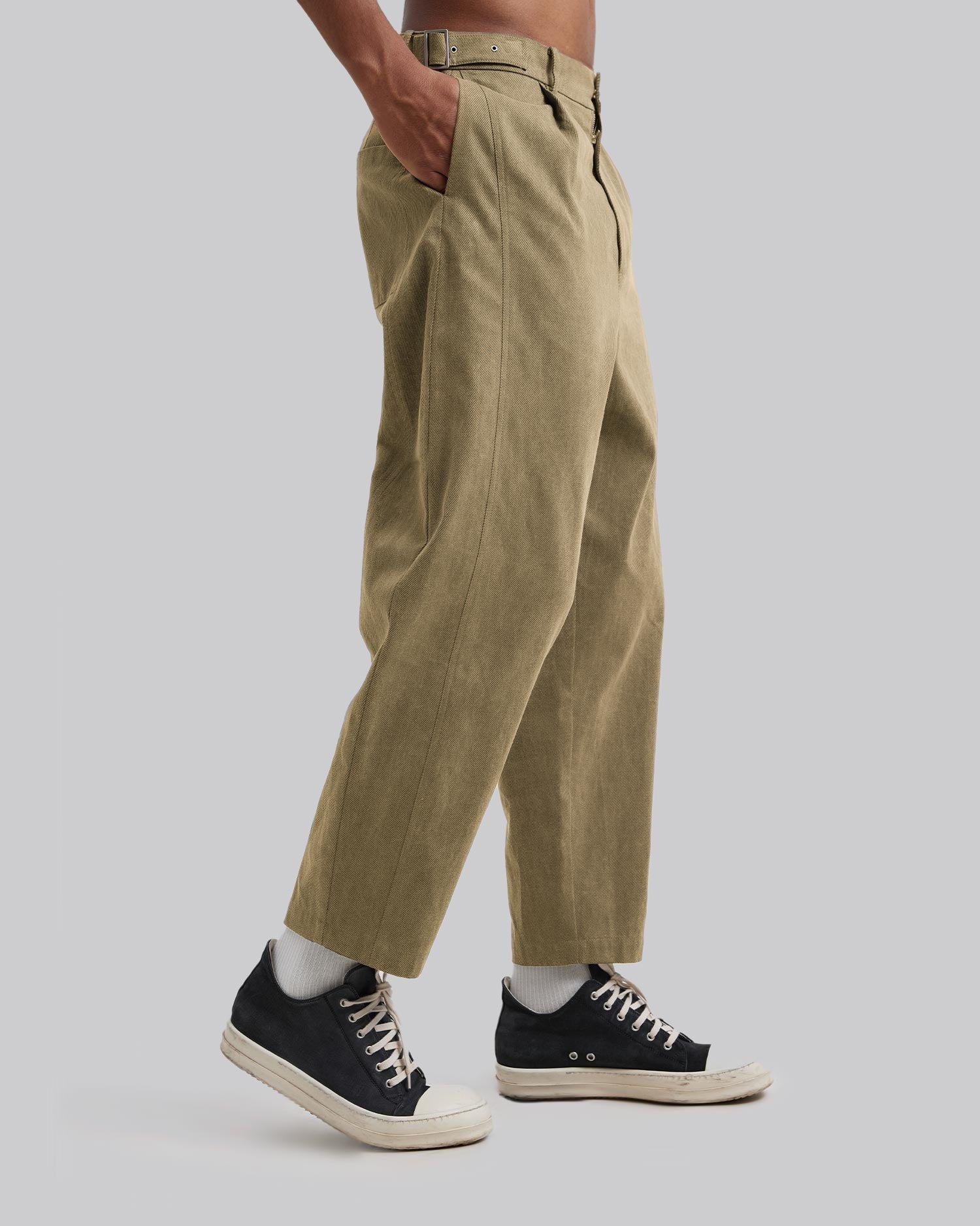 Cotton Tapered Pants - Light Khaki, S image