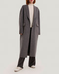 Single-Breasted Back Vent Long Wool Coat image 0