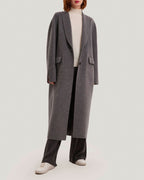 Single-Breasted Back Vent Long Wool Coat image 0