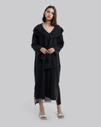 Lounge Dress With Hooded Scarf - Black, S image