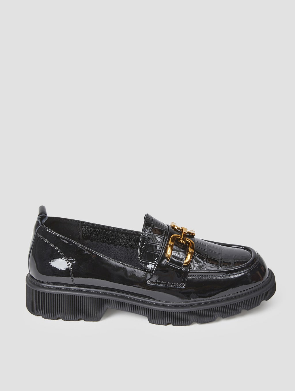 Croc-Effect Leather Platform Loafers image 1