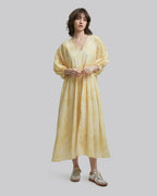 Tie Dye Cotton Long Dress - Yellow, M image