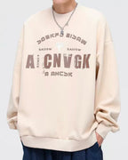 Fleece Lined Letter Sweatshirt - Beige, XXXL image