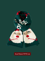 Winter Retro Warm Christmas Plaid Scarf - ForestGreen, OS image