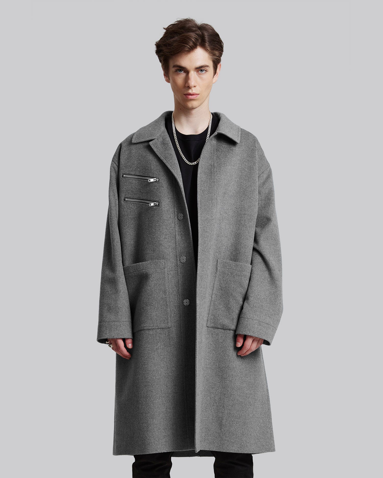 1 × Double Zipper Wool Coat image 1
