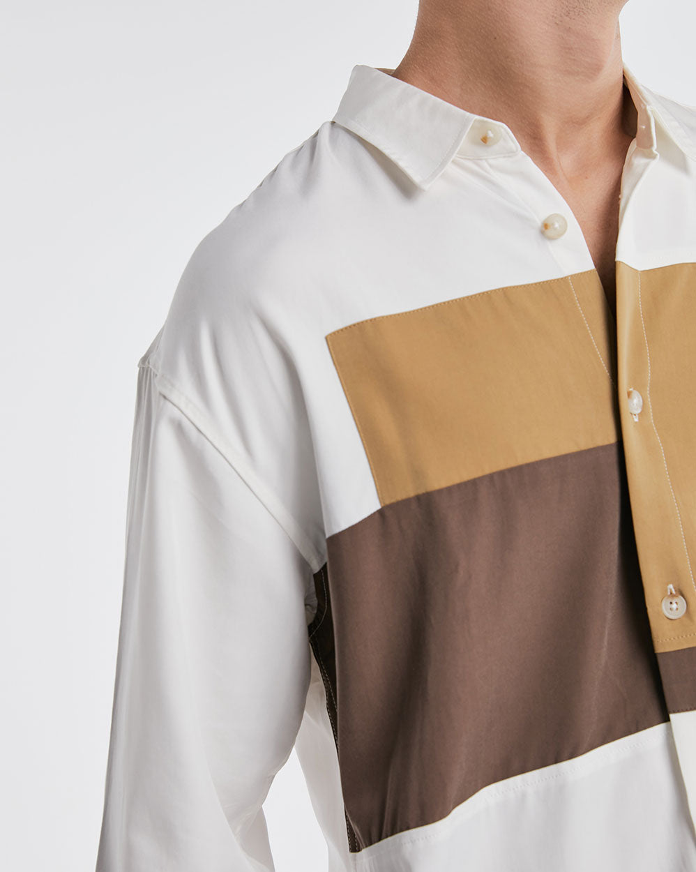 Irregular Colorblock Long-Sleeve Shirt image 5